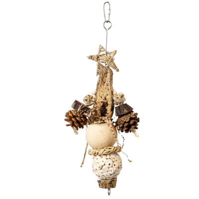Pendurar decorativo de madeira, pinhas e sementes com gancho