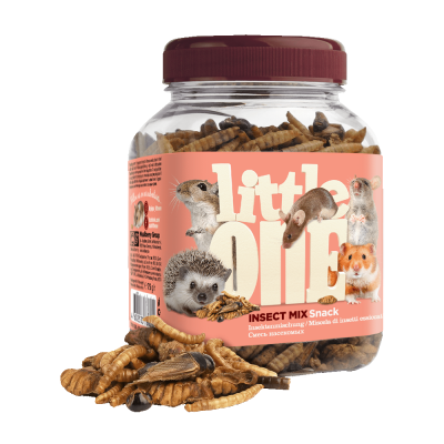 Frasco de snack para pequenos animais com mistura de insetos desidratados