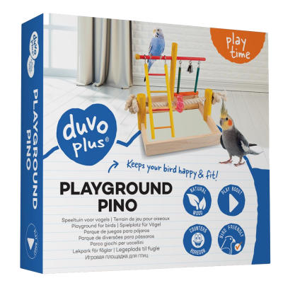 Caixa de brinquedo para pássaros 'PLAYGROUND PINO' da duvo plus com pássaros