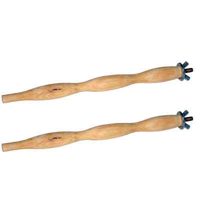 Rolos de madeira para massagem com peça metálica nas extremidades