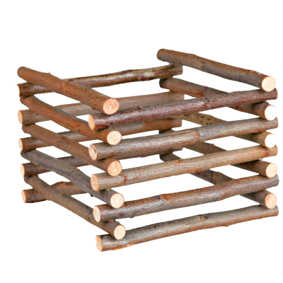 Estrutura quadrada rústica em ramos de madeira entrelaçados