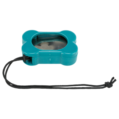 Medidor de ângulos azul com lente e cordão preto