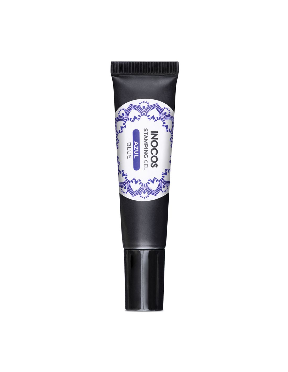 INOCOS Gel de Estampagem Azul 8ml Tubo preto de gel para carimbos com rótulo branco e azul