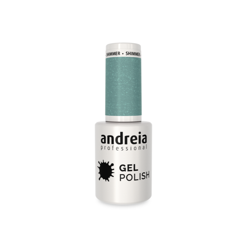 Andreia Verniz de Gel 215 - 10.5ml Esmalte de unhas em gel Andreia Professional verde-azulado com brilho