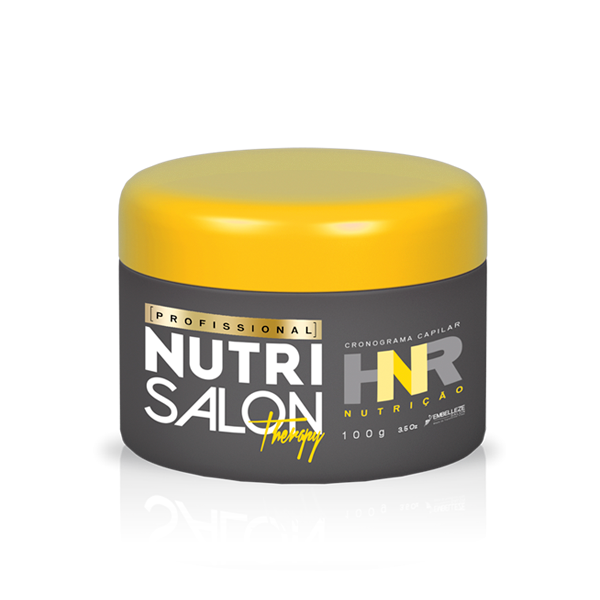 Novex Nutrisalon Cronograma Capilar Máscara Nutrição 100g Pote cinzento com tampa amarela de creme capilar Profissional Nutri Salon Therapy