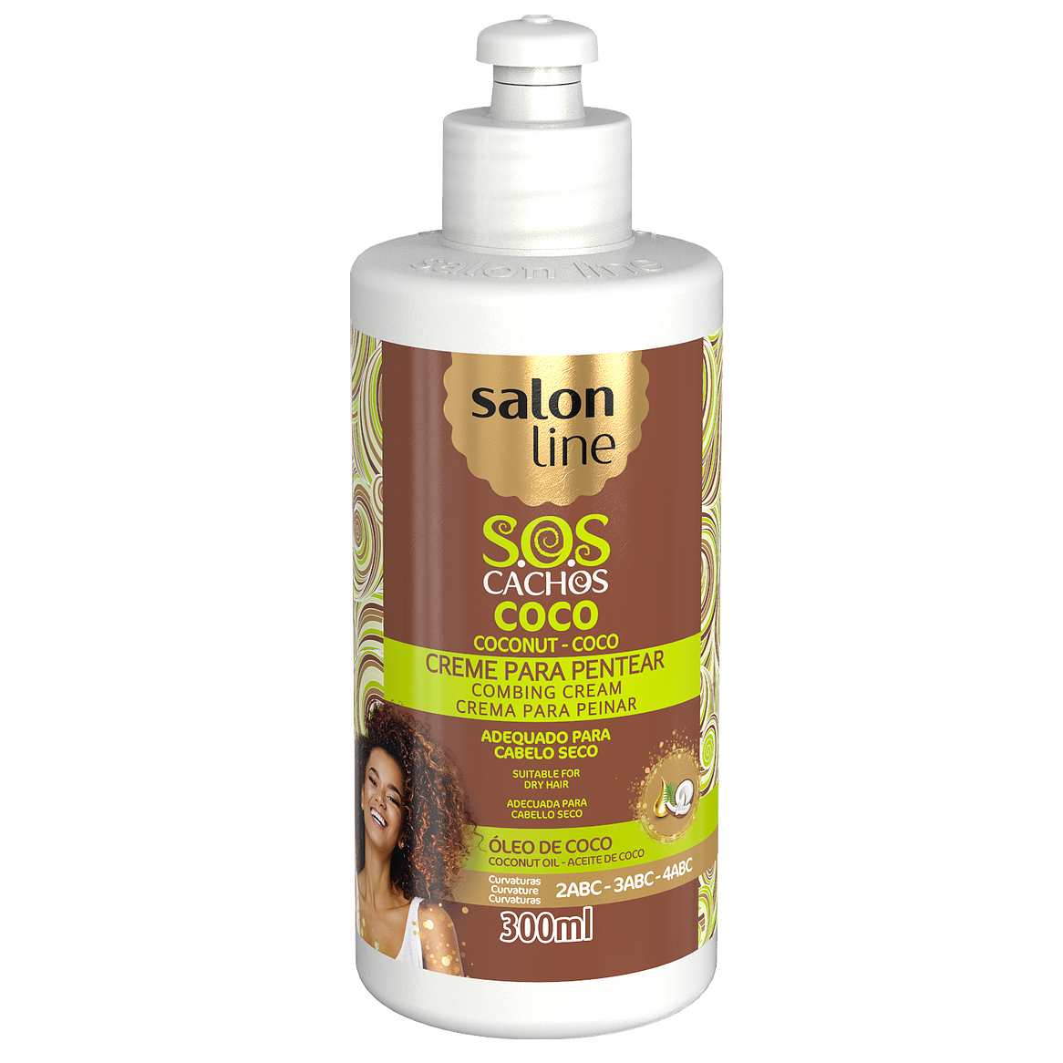 Salon Line SOS CREME PENTEAR COCO TRAT PROFUNDO 300ML Frasco de creme para pentear Salon Line SOS Cachos Coco 300ml