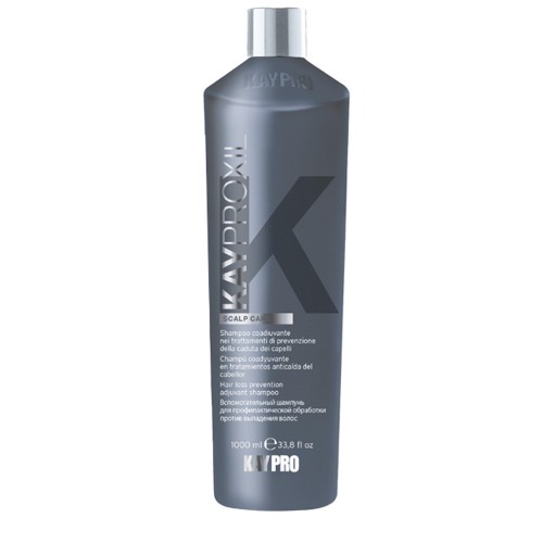 Kaypro Kayproxil Shampoo Tratamento Anti-Queda 1L Frasco cinzento escuro com tampa prateada de champô K PRO 1000 ml
