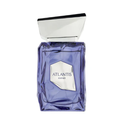 Atlantis Extrait De Parfum 100ml Frasco de perfume azul translúcido com tampa prateada