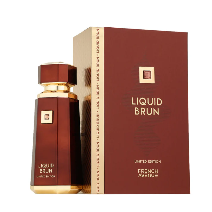 French Avenue Liquid Brun Limited Edition Unisex 150ml Frasco e caixa de perfume LIQUID BRUN castanho e dourado