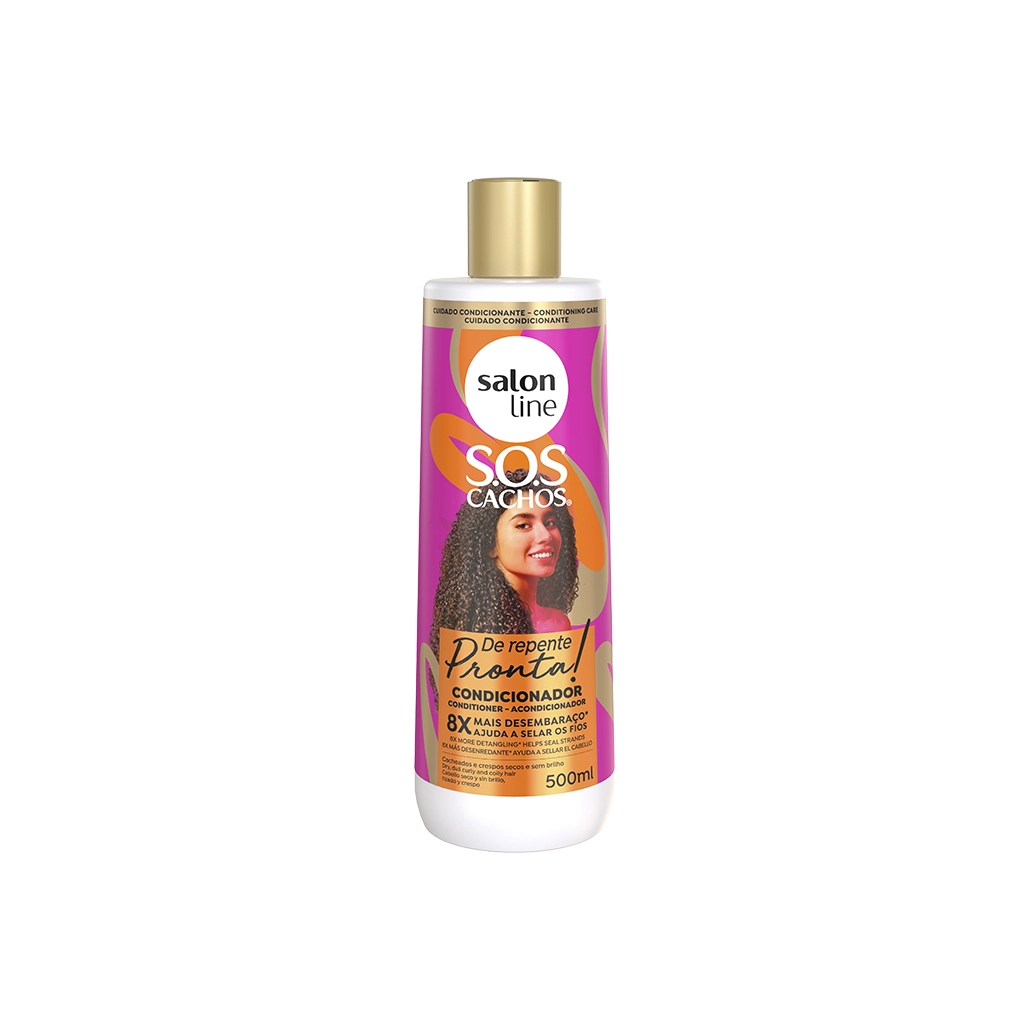 SOS Condicionador De Repente Pronta 500ml Salon Line Condicionador Salon Line SOS Cachos roxo e laranja, 500ml