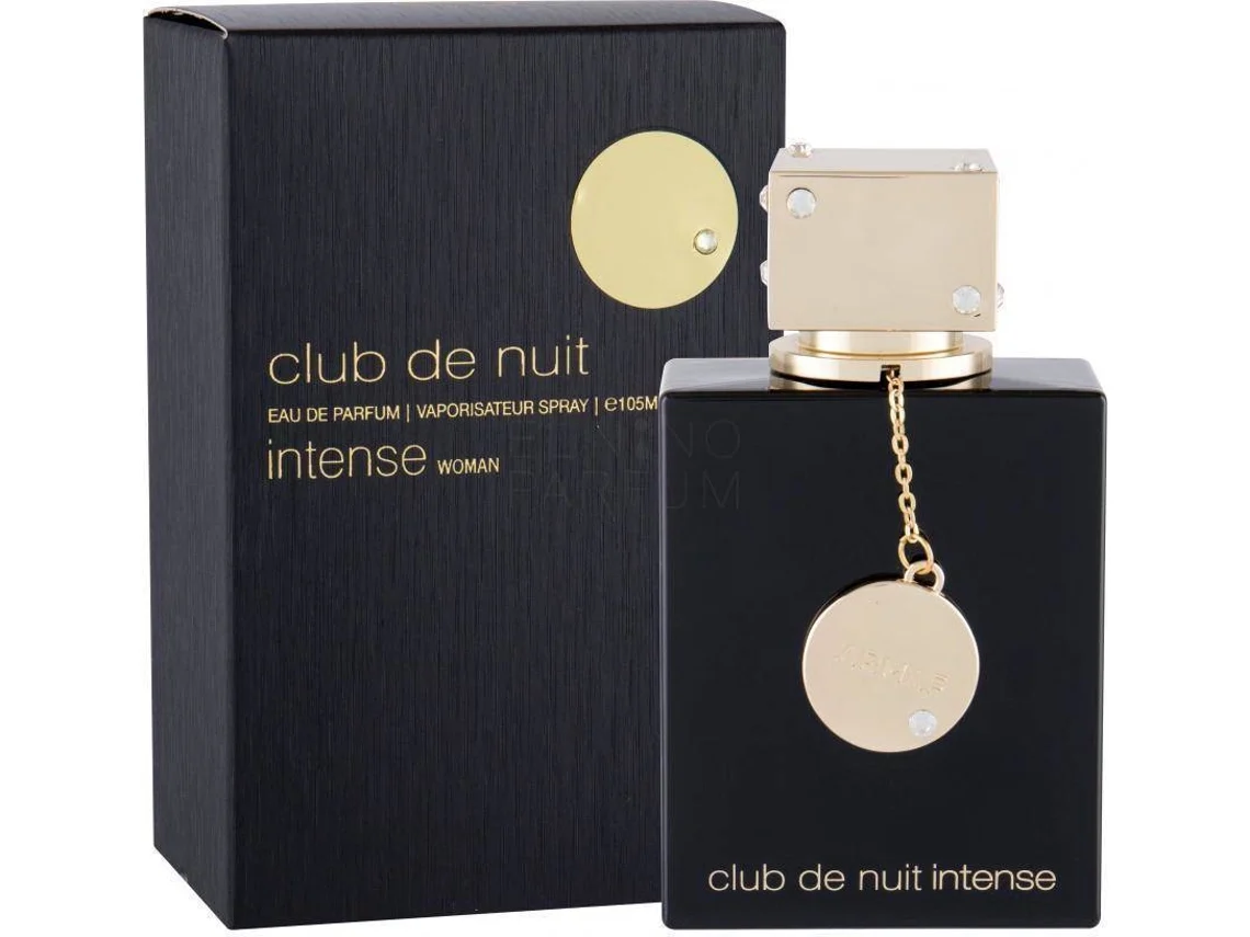 Perfume ARMAF Club De Nuit Intense Woman Frasco e embalagem de perfume club de nuit intense feminino preto e dourado
