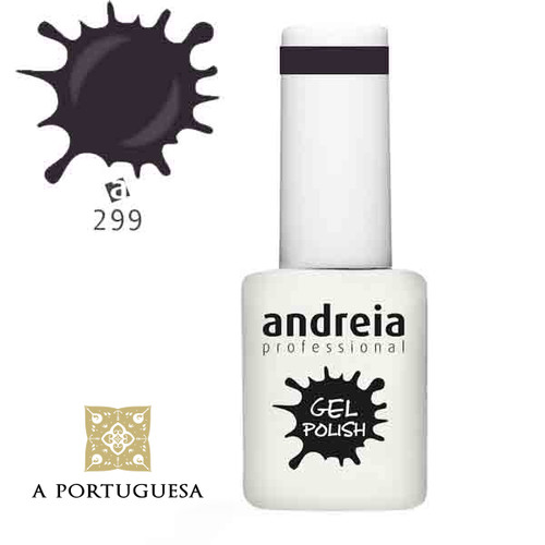 AndreiaProfissional Verniz de Gel 299 - 10.5ml Verniz gel preto Andreia Professional com amostra da cor e logo A Portuguesa