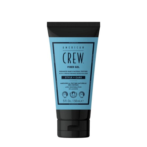 Gel American Crew Fiber 150ml Gel de fibra American Crew em embalagem azul e preta, 150 mL