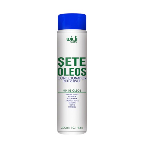 Widi Care Sete Óleos Condicionador Nutritivo - 300Ml Condicionador nutritivo Widi Care Sete Óleos branco com tampa azul