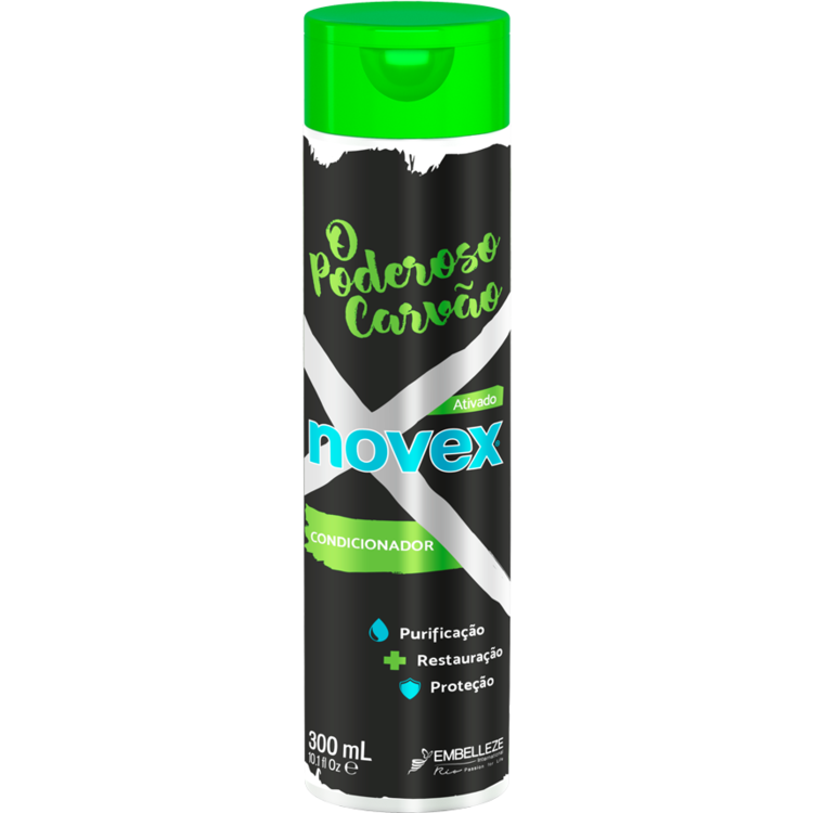 Novex Condicionador O Poderoso Carvão 300ml Frasco de condicionador Novex O Poderoso Carvão com tampa verde