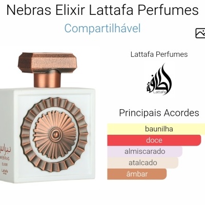 Frasco de perfume branco com decoração e tampa em cobre da Lattafa