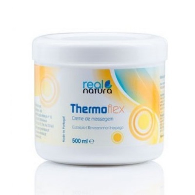 Frasco branco de creme de massagem Real Natura Thermoflex 500 ml