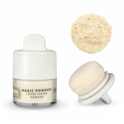 Pó solto de fixação de maquilhagem Magic Powder com esponja aplicadora