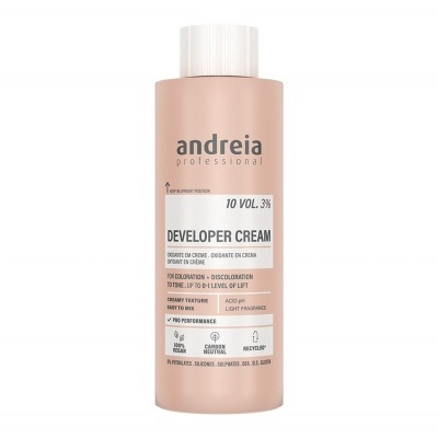 Frasco rosa claro com creme revelador Andreia Professional
