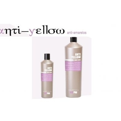 Dois frascos de shampoo anti-amarelos PRÓ com etiquetas roxas e tampas pretas