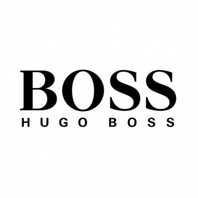Logótipo BOSS HUGO BOSS em preto sobre fundo branco