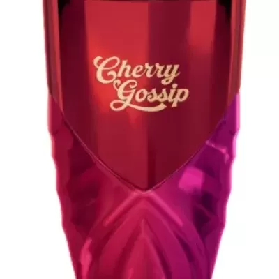 Frasco de perfume vermelho e rosa Cherry Gossip com tampa emissora