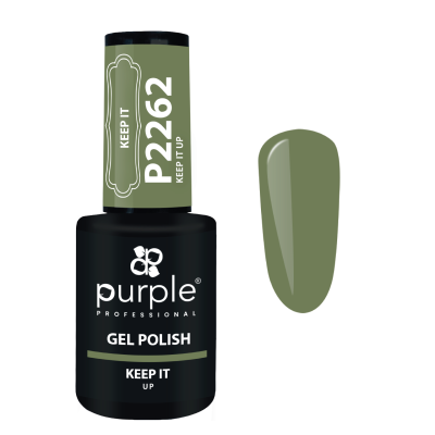 Esmalte de gel verde musgo Purple Professional com amostra de cor