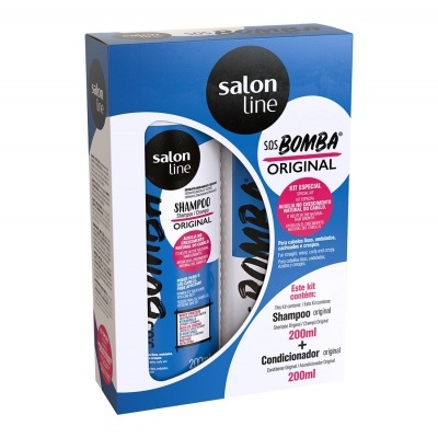 Kit de shampoo e amaciador Salon Line SOS BOMBA ORIGINAL com embalagem azul e branca