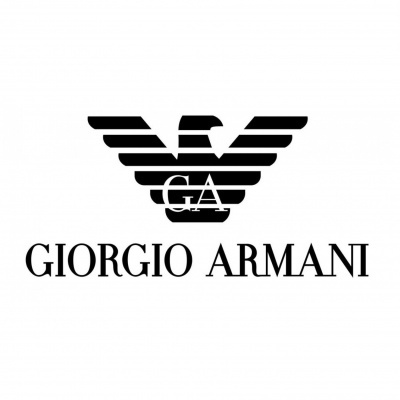Logótipo preto da marca Giorgio Armani com águia e letras GA