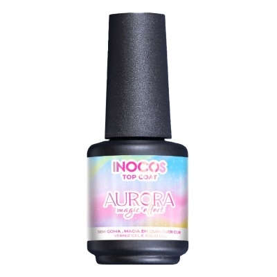 Frasco de verniz gel INOCOS TOP COAT AURORA magic effect