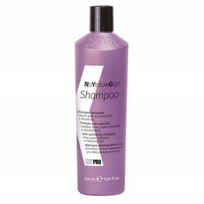 Frasco roxo de shampoo KayPro No Yellow Gloss com tampa preta