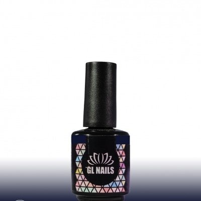 Frasco de verniz de unhas GL NAILS com tampa preta e rótulo colorido