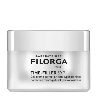 Frasco branco com tampa prateada do creme FILORGA TIME-FILLER 5 XP
