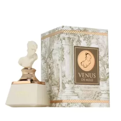 Frasco de perfume Venus de Milo com design clássico e caixa decorativa