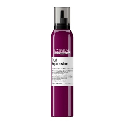 Frasco de espuma para cabelo L'Oréal Profissionnel Curl Expression roxo com tampa preta