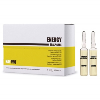 Caixa e ampolas de loção energética para couro cabeludo KAY PRO