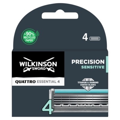 Embalagem de lâminas Wilkinson Sword Quattro Essential 4 para barbear.