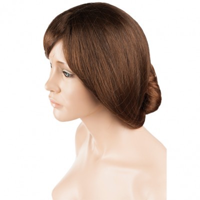 Manequim feminino com cabelo castanho apanhado