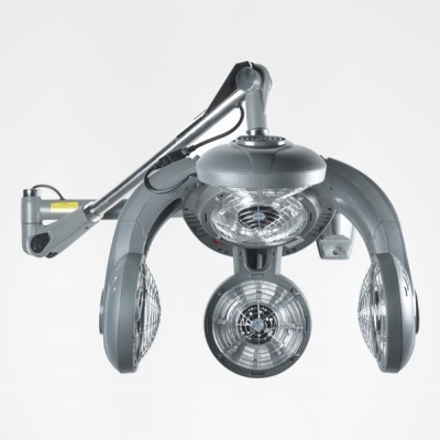 Máquina de terapia capilar com quatro ventoinhas circulares cinzentas