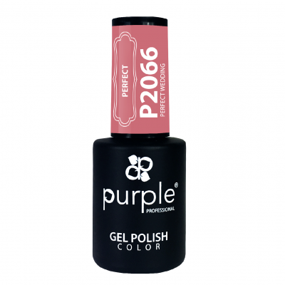 Frasco de verniz gel rosa da Purple Professional com rótulo P2066 PERFECT WEDDING