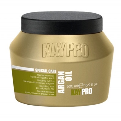 Frasco dourado KayPro Argan Oil 500 ml com tampa preta