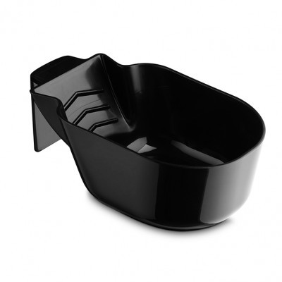 Recipiente oval preto de plástico com alça lateral