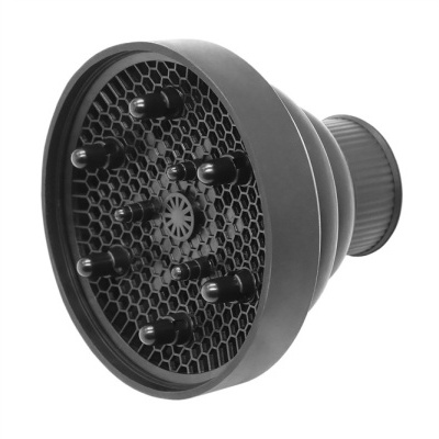 Difusor de cabelo preto com textura de colmeia e pinos