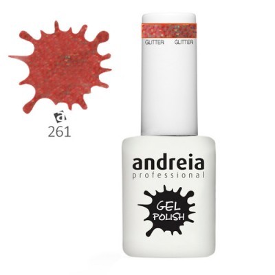Verniz em gel branco andreia professional com glitter vermelho 261