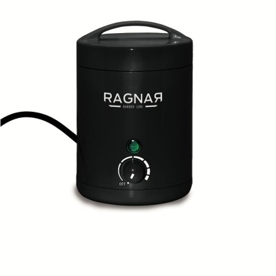 Dispositivo elétrico preto cilíndrico com botão rotativo e texto RAGNAR BARBER LINE