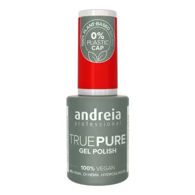 Esmalte de gel Andreia True Pure com tampa vermelha e rótulo cinza