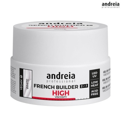 Frasco branco de gel para unhas Andreia French Builder 2in1 High.