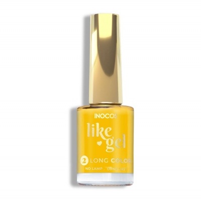 Esmalte de unhas amarelo INOCOS like gel com tampa dourada