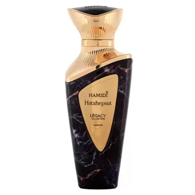 Frasco de perfume Hamidi Hatshepsut LEGACY COLLECTION preto e dourado