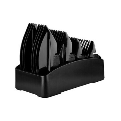 Conjunto de pentes de corte de cabelo em suporte preto